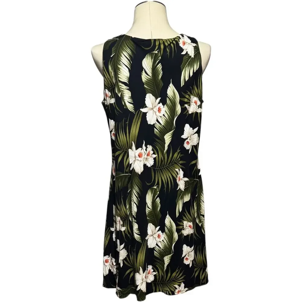 Paradise Bay Made in Hawaii Sleeveless Shift Dress Black Tropical XL